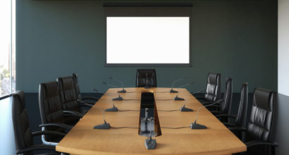 Boardroom with Blank Screen